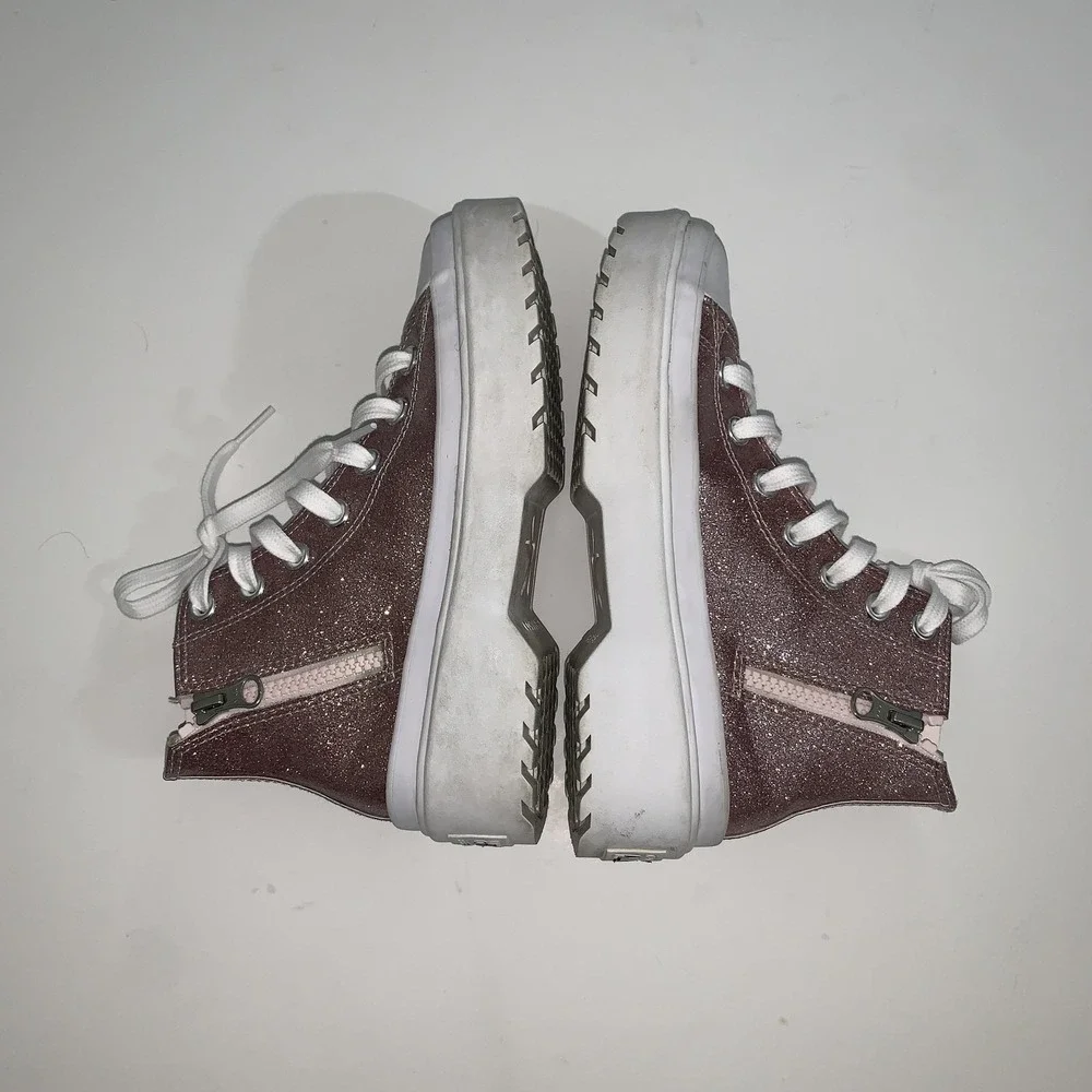Converse Chuck Taylor All Star Shoes Kids Size 2 Pink Glitter High Top Platform